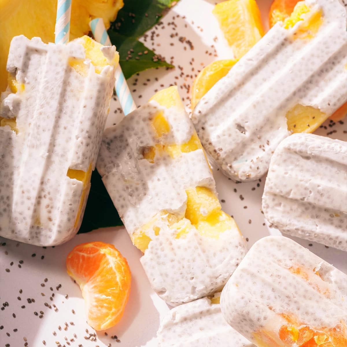 Pineapple Chia Seed Popsicles