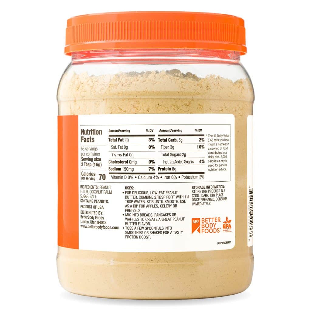 PBfit Powdered Peanut Butter 30 oz jar BetterBody Foods